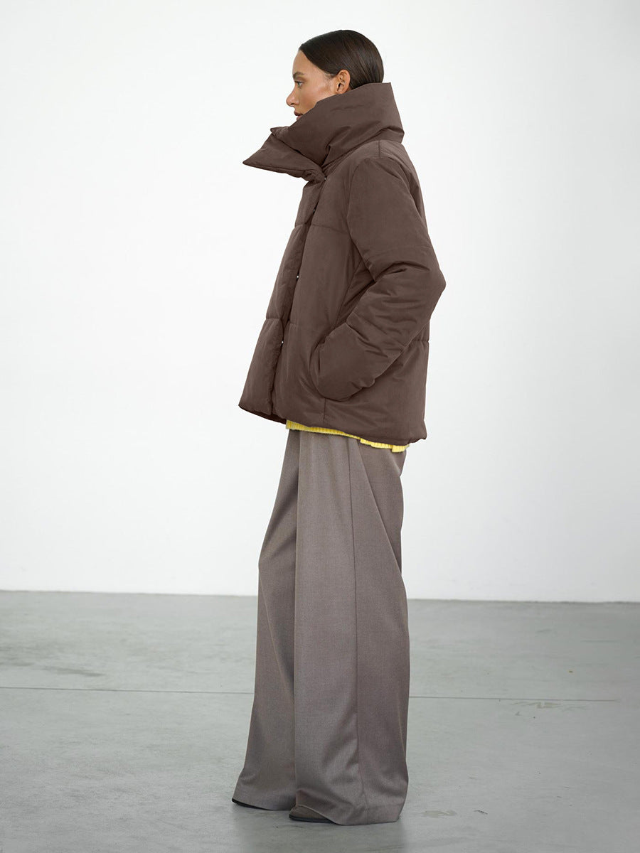 New Asymmetric Hidden Hook Warm Turtleneck Cotton-padded Jacket