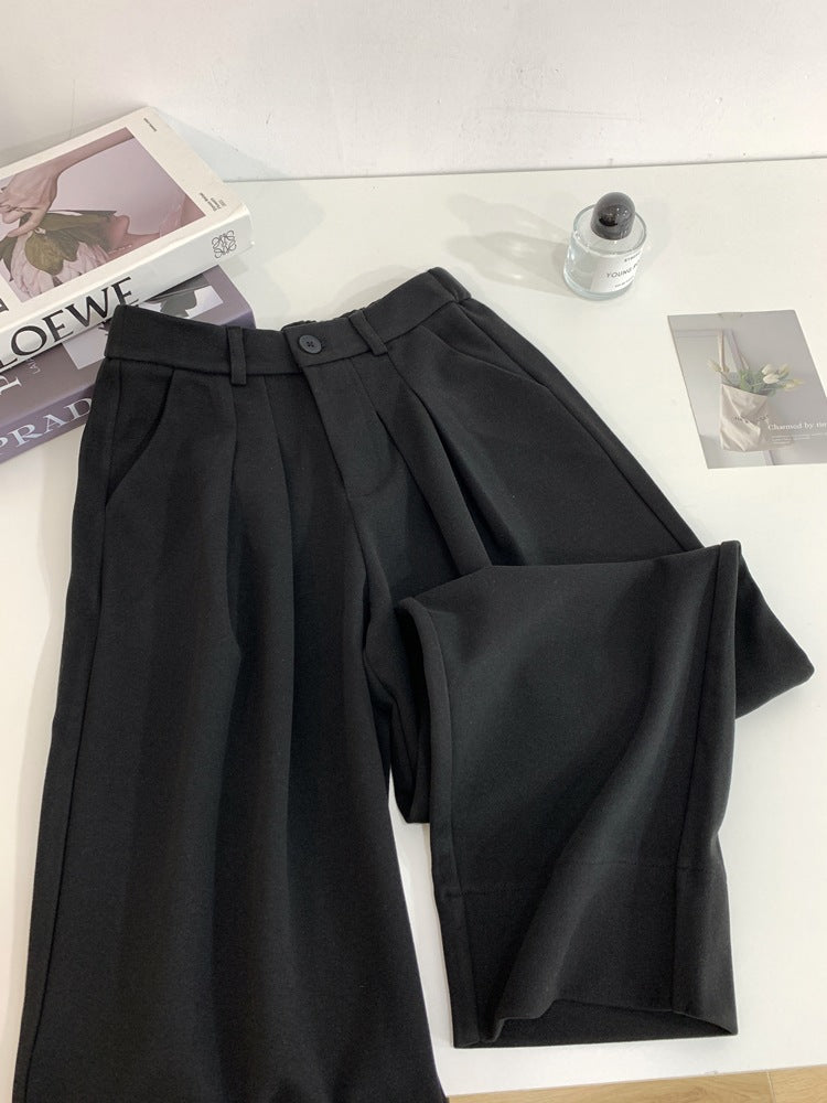 Women Wool Suit Casual Cropped Pants