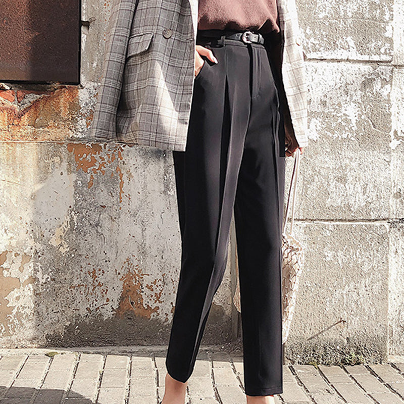 Fashionable wild simple high waist suit pants
