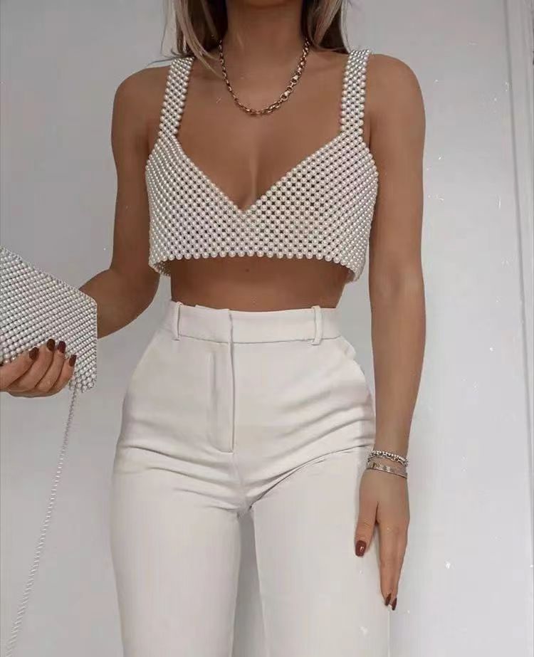Deep V Sling Street Trend Small Vest Top - Woman`s Clothing