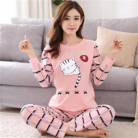 Women Cute Cartoon Print Sleepwear 2 Piece Lounge Set