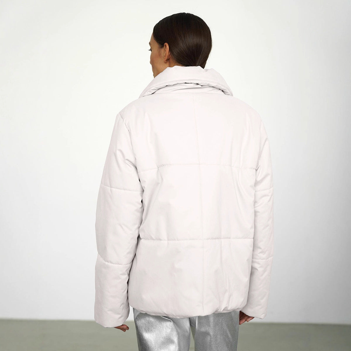 New Asymmetric Hidden Hook Warm Turtleneck Cotton-padded Jacket