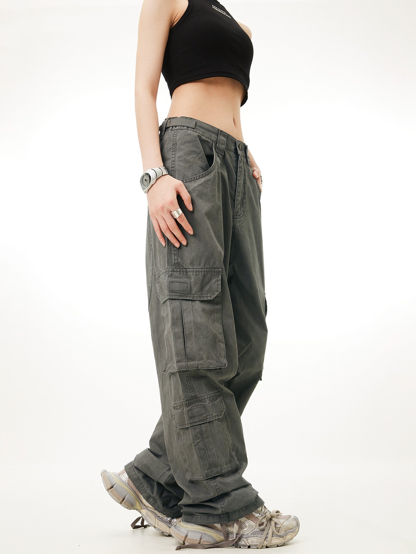 Retro Multi-pocket Cargo Pants Loose Straight Casual Pants
