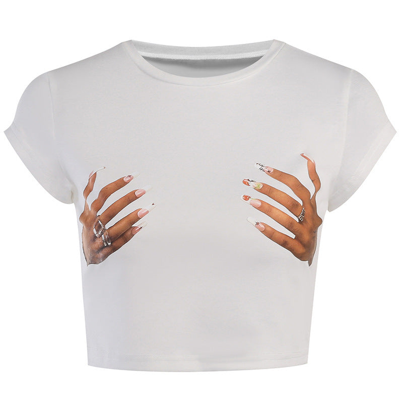 Street Fashion Slim Fitting Short Sleeve T-shirt - Woman`s Clothing