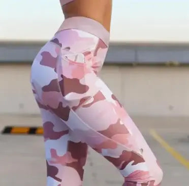 Pink Camo Pocket Push Up Fitness 2 Piece Set Woman`s Clothing 33.00