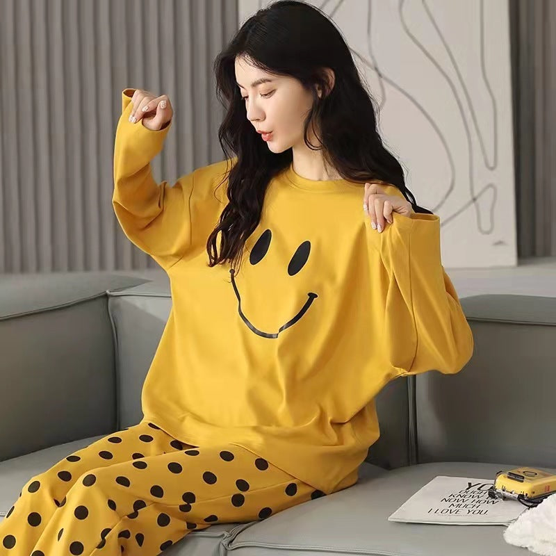 Women Cute Cartoon Print Sleepwear 2 Piece Lounge Set