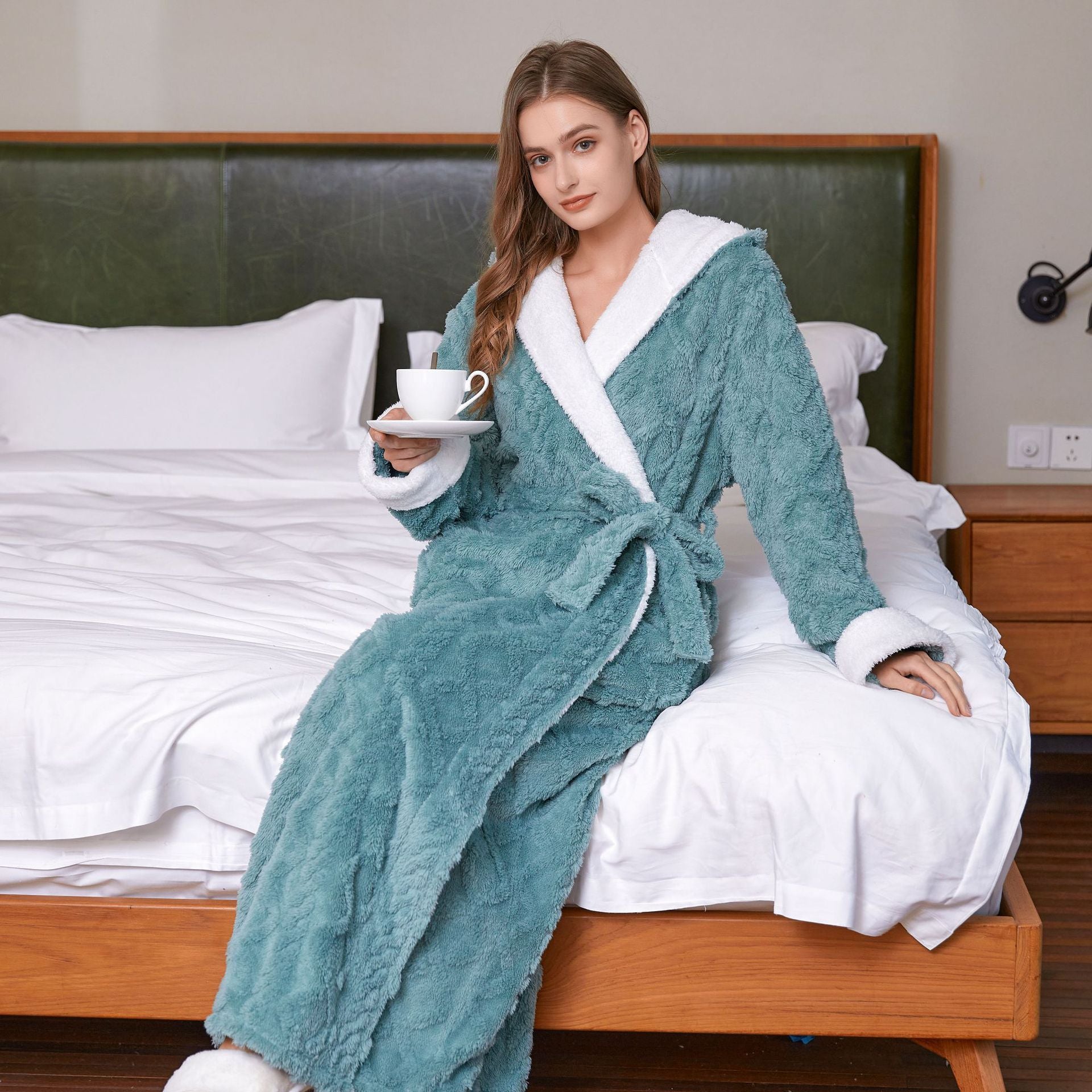 Hooded Jacquard Flannel Nightgown