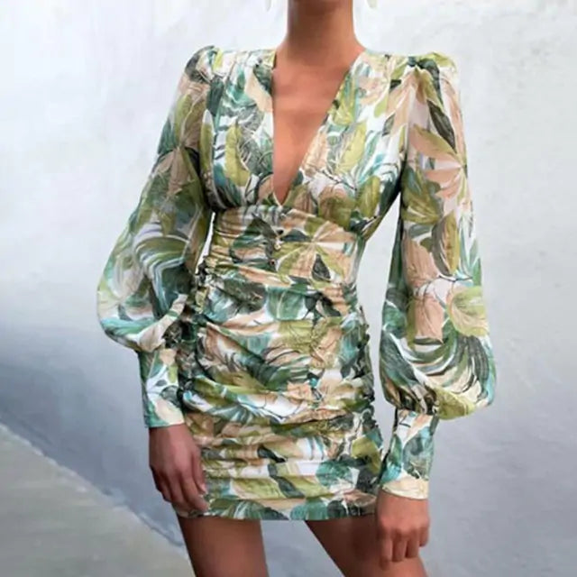 Spring Lantern Sleeve Elegant Mini DressLantern Sleeve