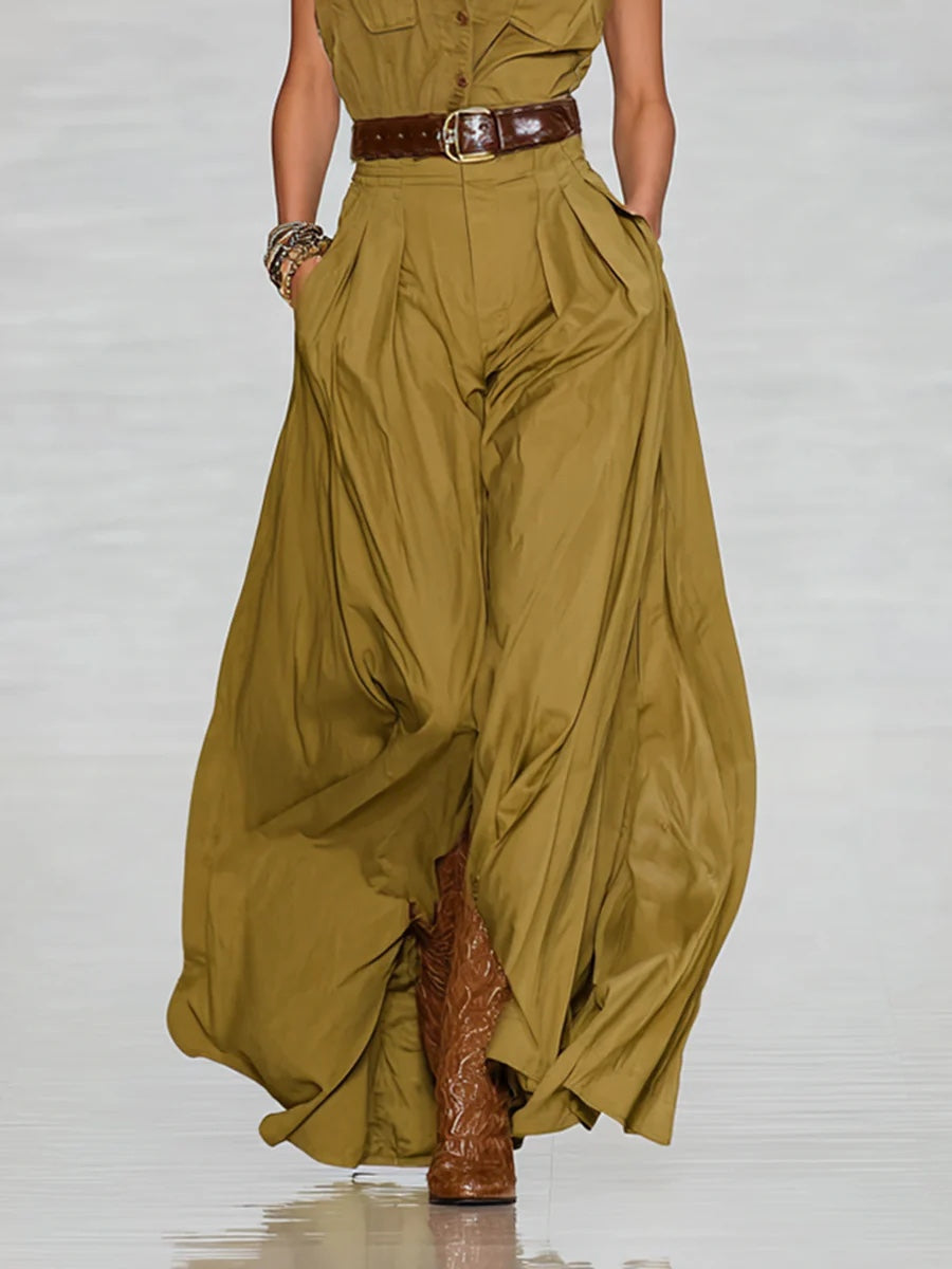 Short Sleeve Shirt Style Long Dress With Pockets - Woman`s Clothing