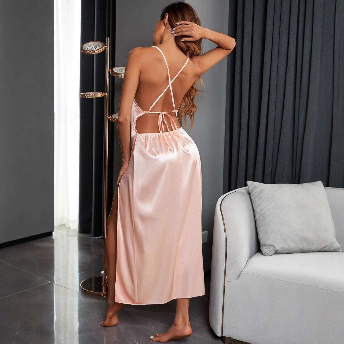 Sleeveless Sexy Slim-fit Womens Split Backless Dress - Woman`s Clothing