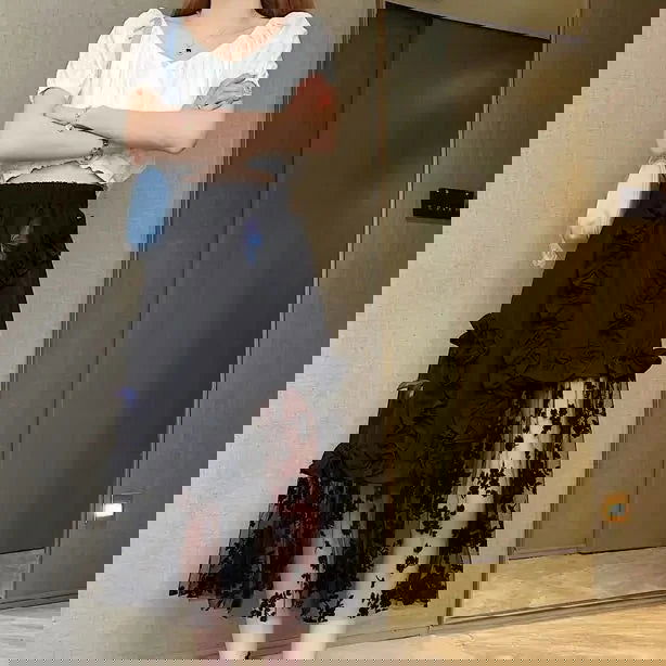 Black Lace Patchwork SkirtBlack Lace Patchwork