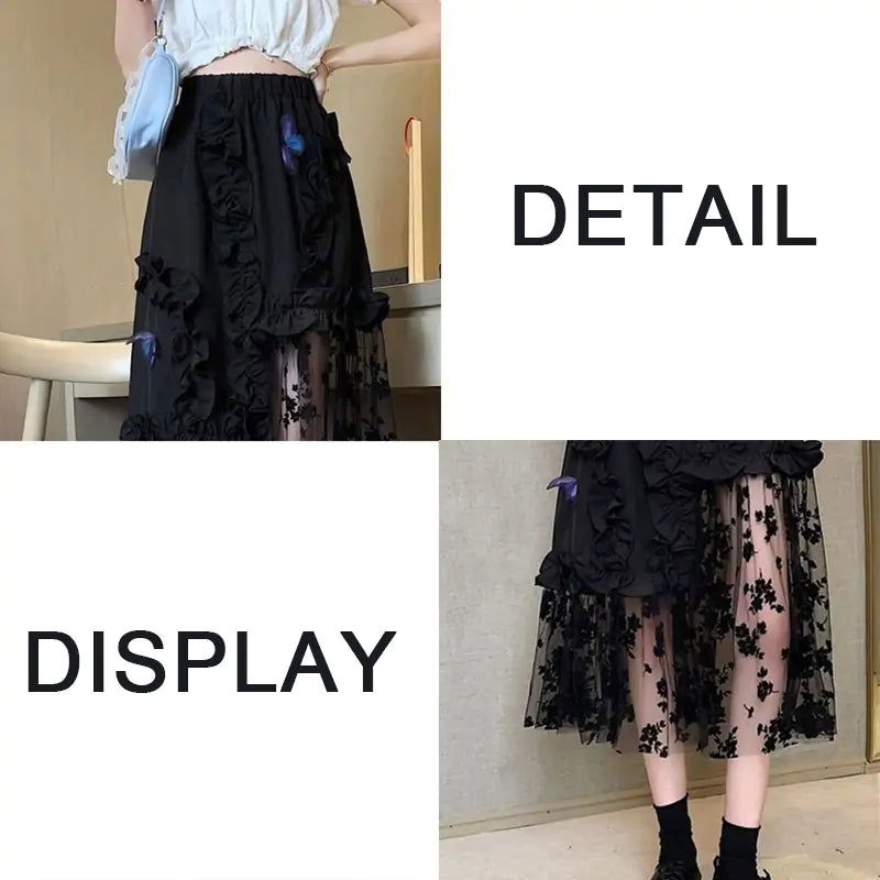 Black Lace Patchwork SkirtBlack Lace Patchwork