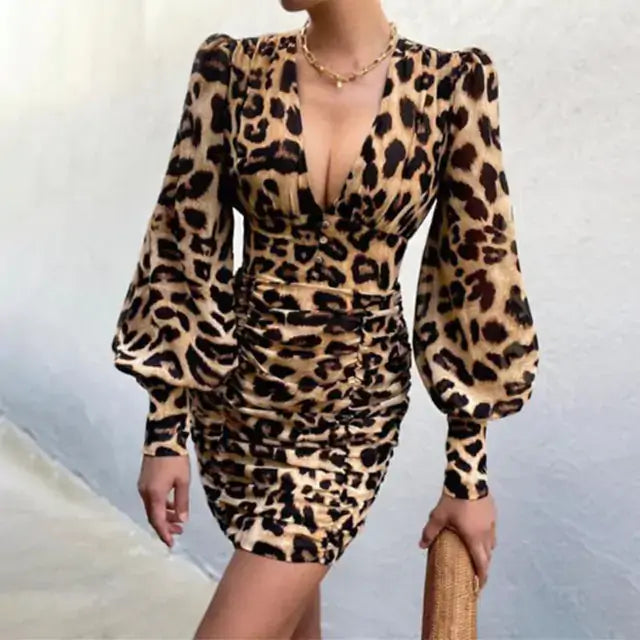 Spring Lantern Sleeve Elegant Mini DressLantern Sleeve