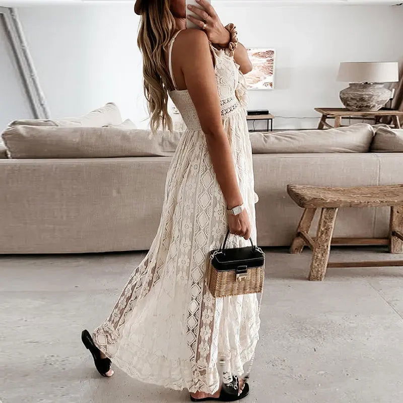 Delicate Lace Off Shoulder Dress - Woman`s Clothing