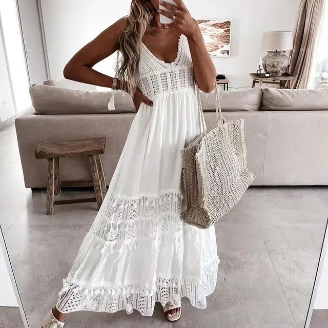 Delicate Lace Off Shoulder Dress - Woman`s Clothing