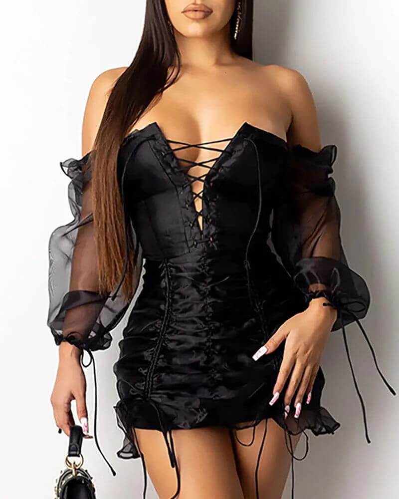 Elegant Party Mini Dress - Woman`s Clothing