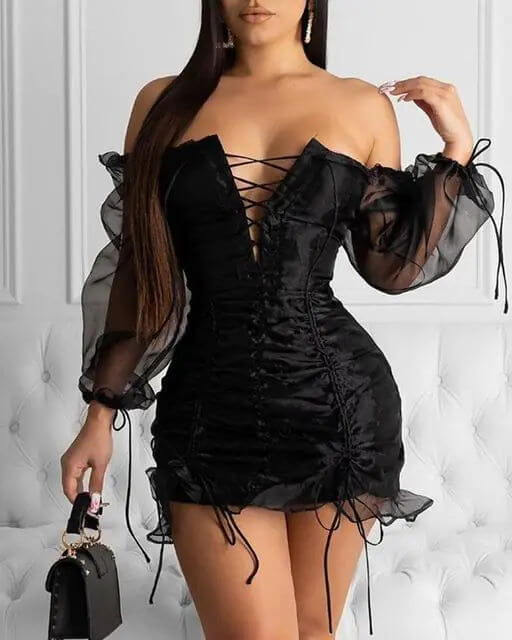 Elegant Party Mini Dress - Woman`s Clothing