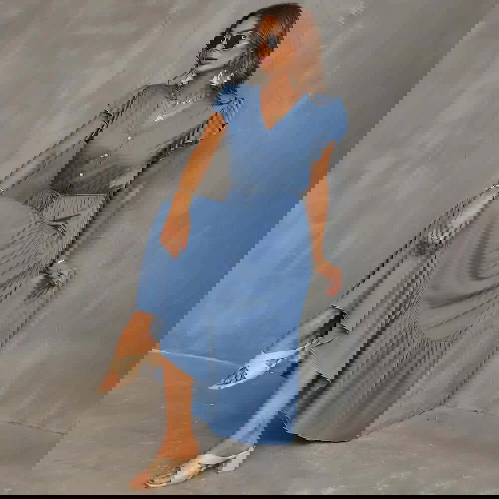 Manuela Plain Midi Dress - Woman`s Clothing