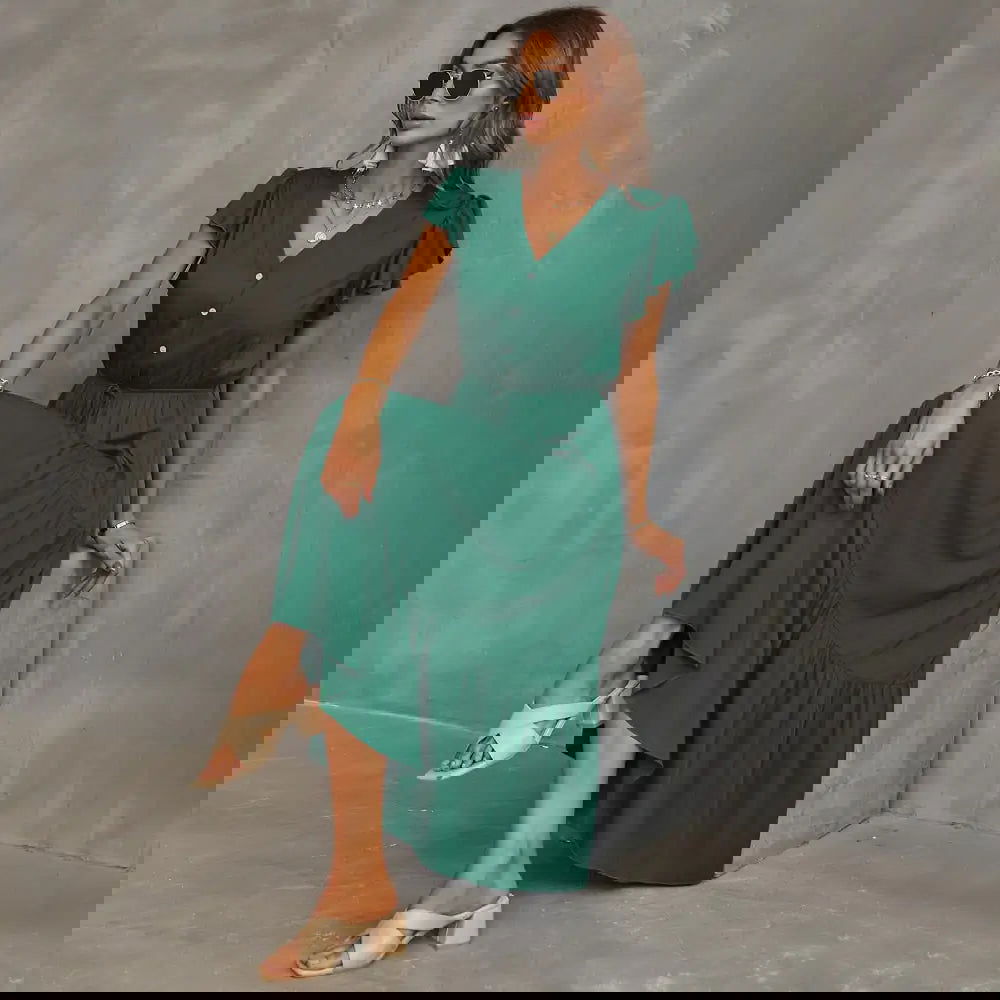 Manuela Plain Midi Dress - Woman`s Clothing