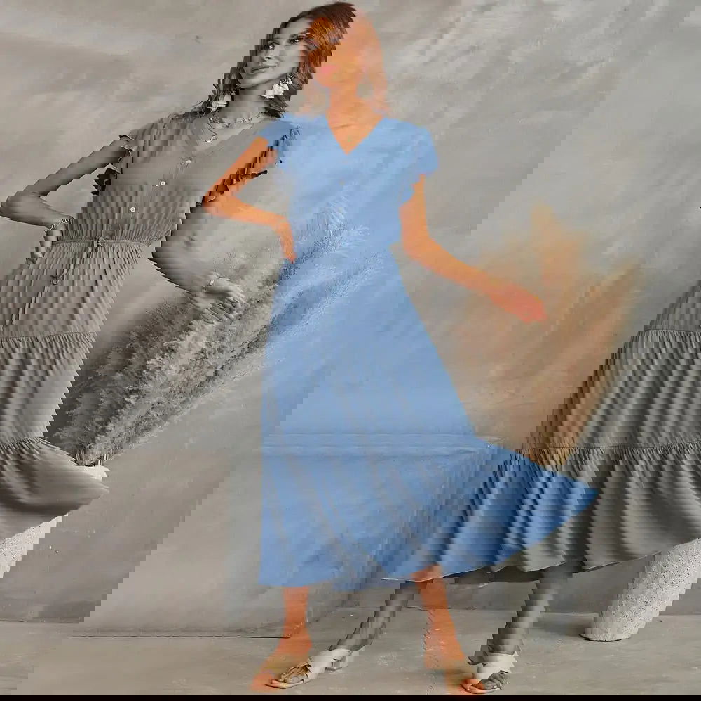 Manuela Plain Midi Dress - Woman`s Clothing