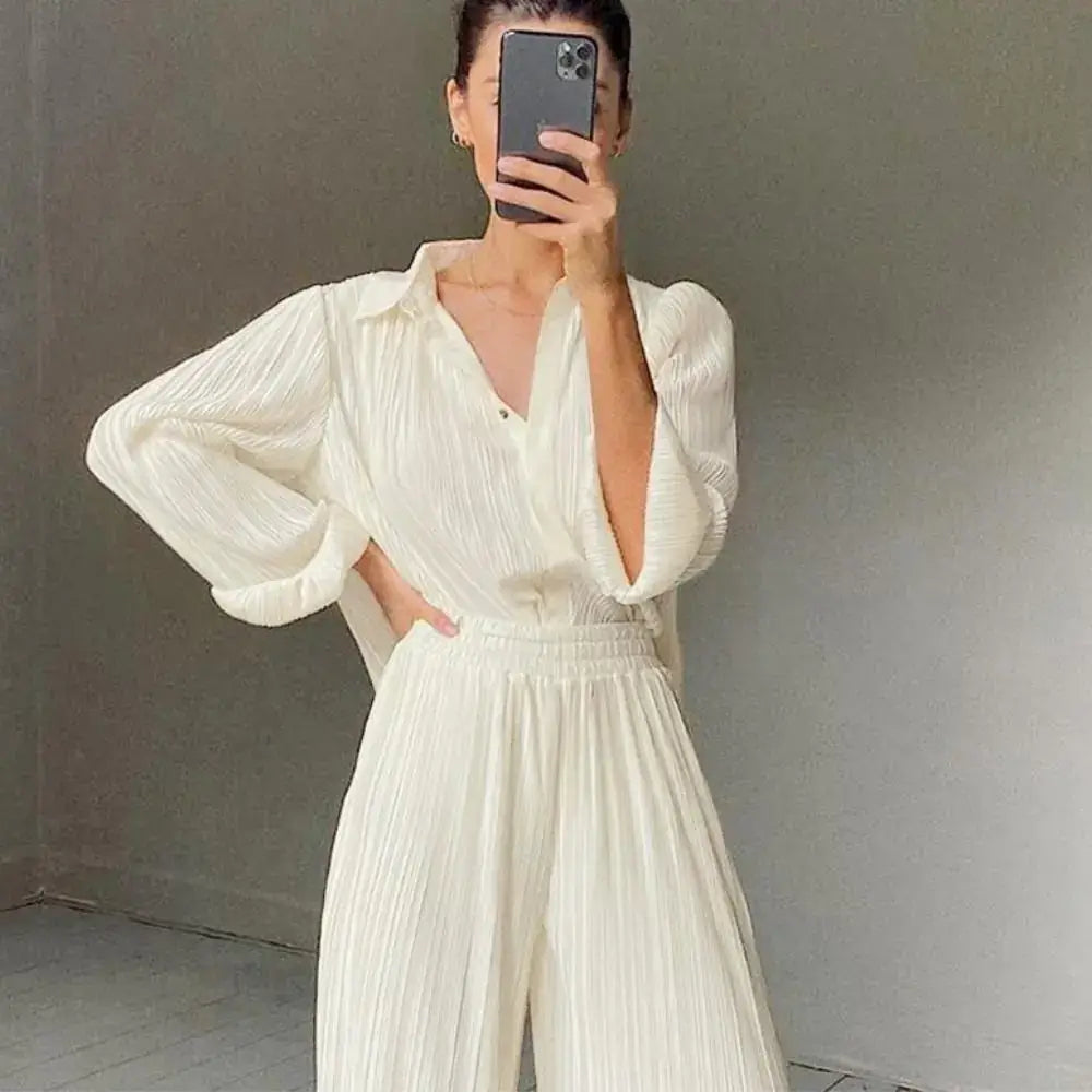 Spring Summer Long Blouse Two Piece Set set-maxi-beige-s 49.00