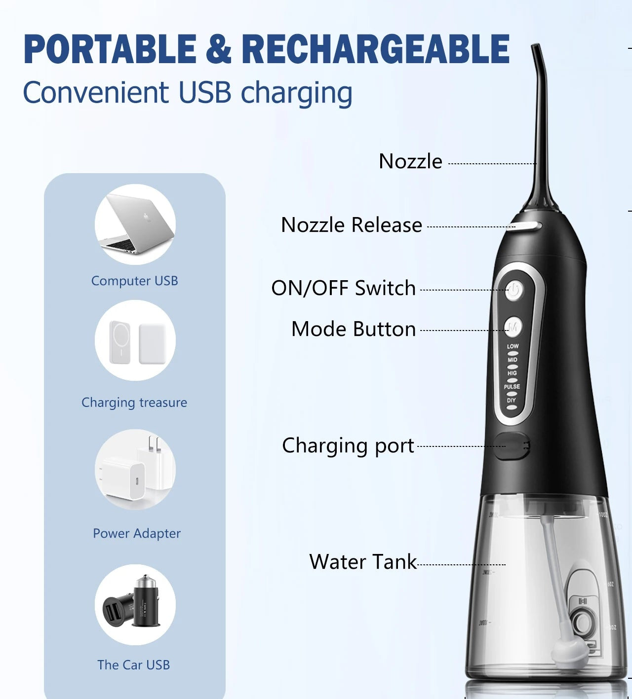 Rechargeable Water Flosser - Woman`s Clothing