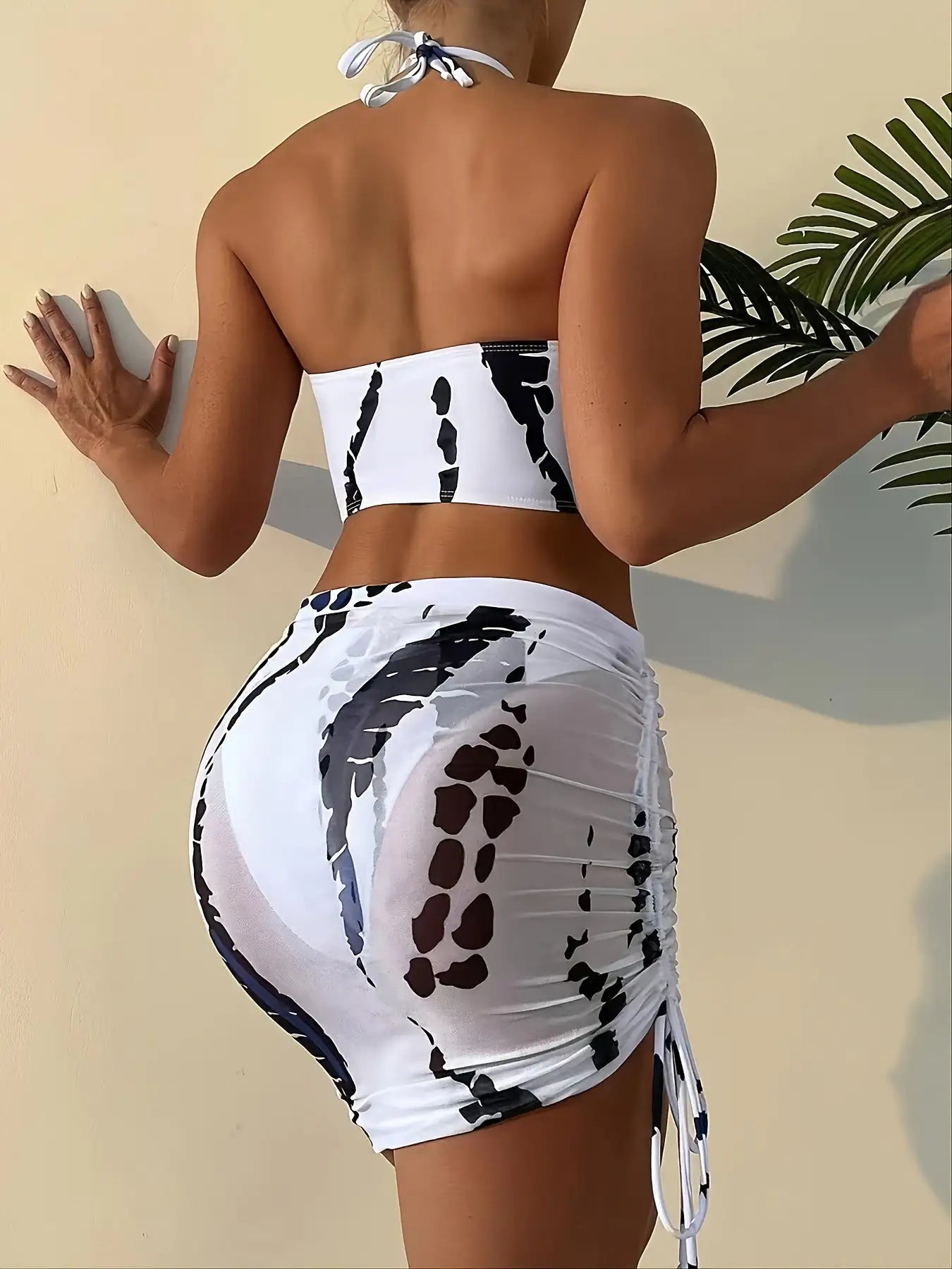 Ring-Linked Halter Tie Dye Bikini - Woman`s Clothing