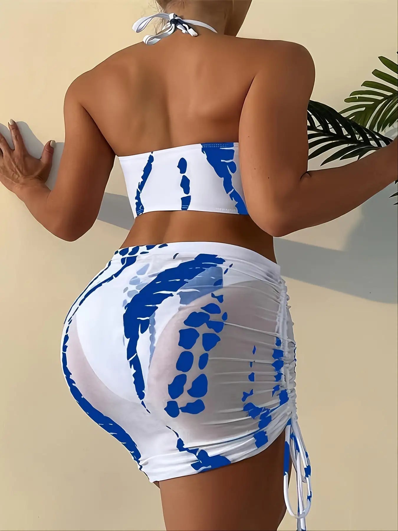 Ring-Linked Halter Tie Dye Bikini - Woman`s Clothing