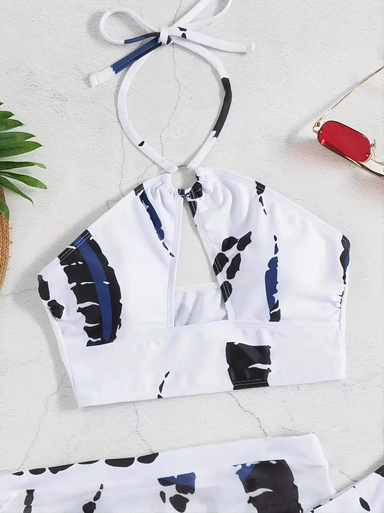 Ring-Linked Halter Tie Dye Bikini - Woman`s Clothing