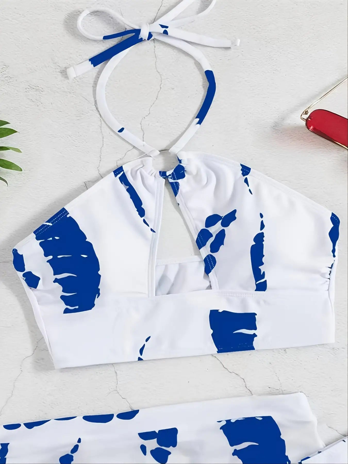 Ring-Linked Halter Tie Dye Bikini - Woman`s Clothing