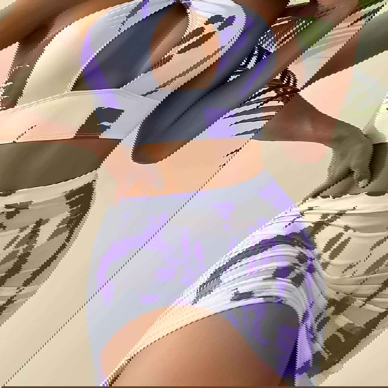 Ring-Linked Halter Tie Dye Bikini - Woman`s Clothing