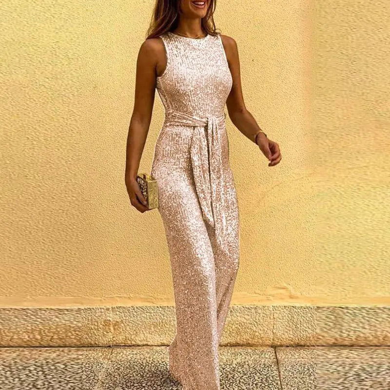 Simple Sequin show stopping Jumpsuit - Woman`s Clothing