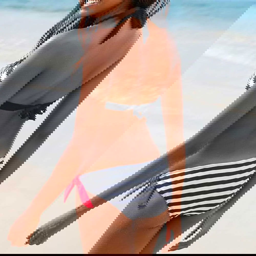 Striped Push-Up Bikini Swimwear - Woman`s Clothing