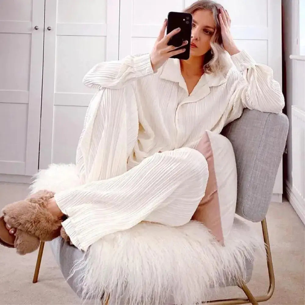 Spring Summer Long Blouse Two Piece Set set-maxi-beige-s 49.00