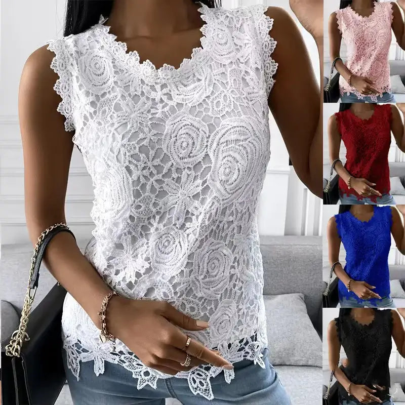 Women`s Stunning Summer Lace Vest Top