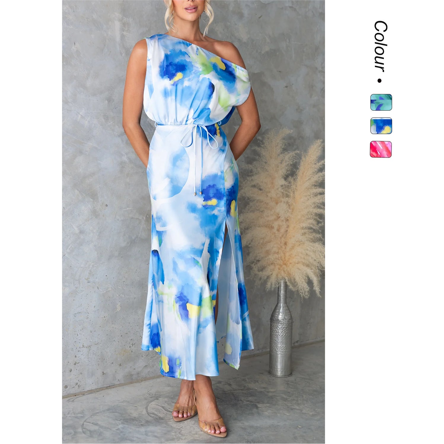 New Arrival Split Hem Sleeveless Printed Dress - Woman`s Clothing