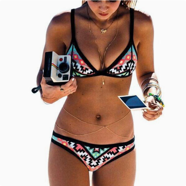 Women`s Brazilian Bikini Geometric Swimsuit - Woman`s Clothing