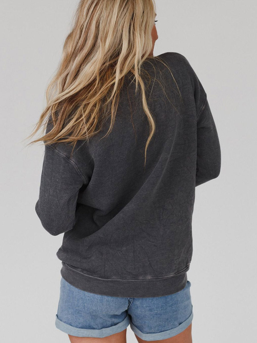 Letter Print Pullover Sweater Long-sleeved Top