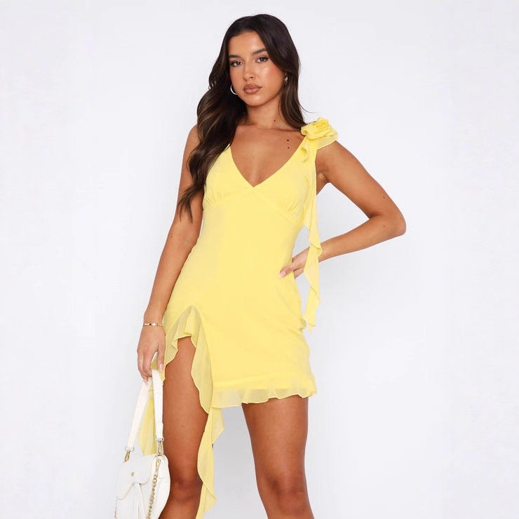 Fringed Subtly Alluring High End Slip Dress - Woman`s Clothing