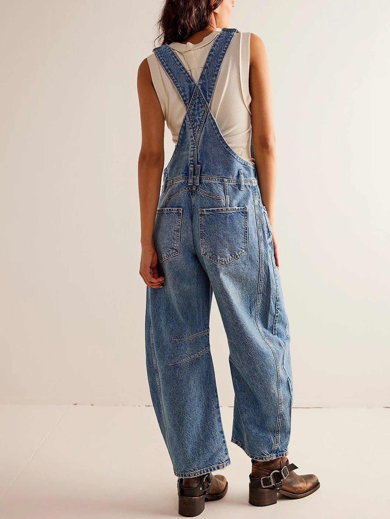 Woman`s Casual Loose Denim Overalls