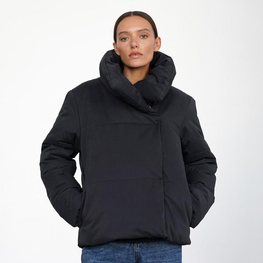 New Asymmetric Hidden Hook Warm Turtleneck Cotton-padded Jacket