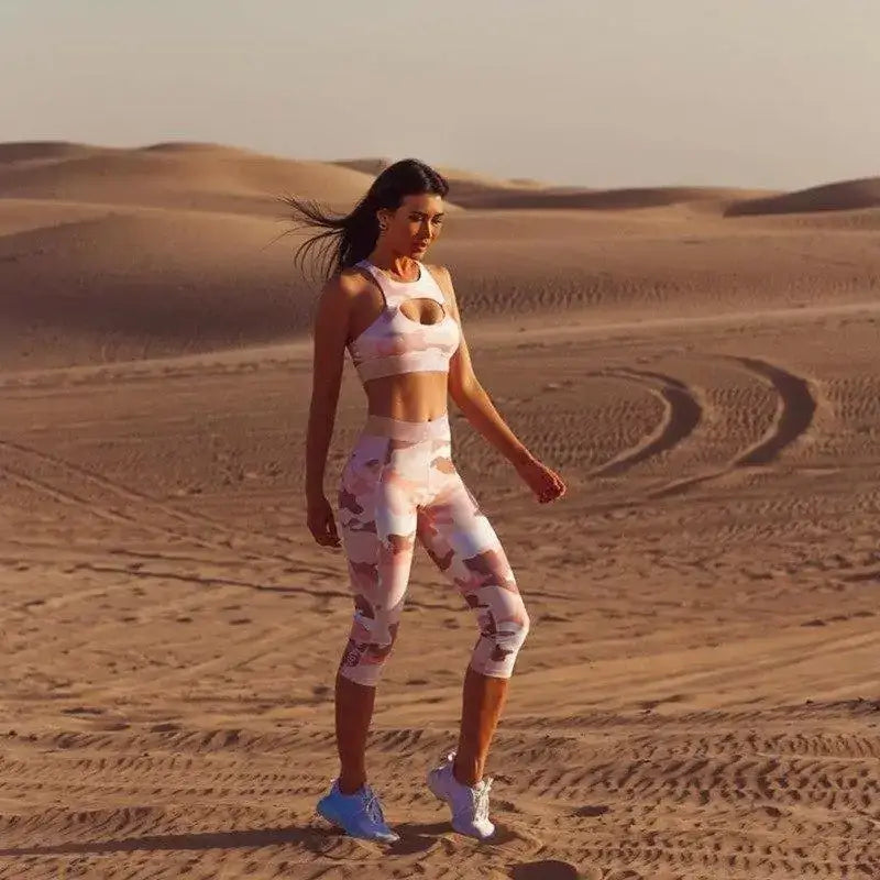 Pink Camo Pocket Push Up Fitness 2 Piece Set Woman`s Clothing 33.00