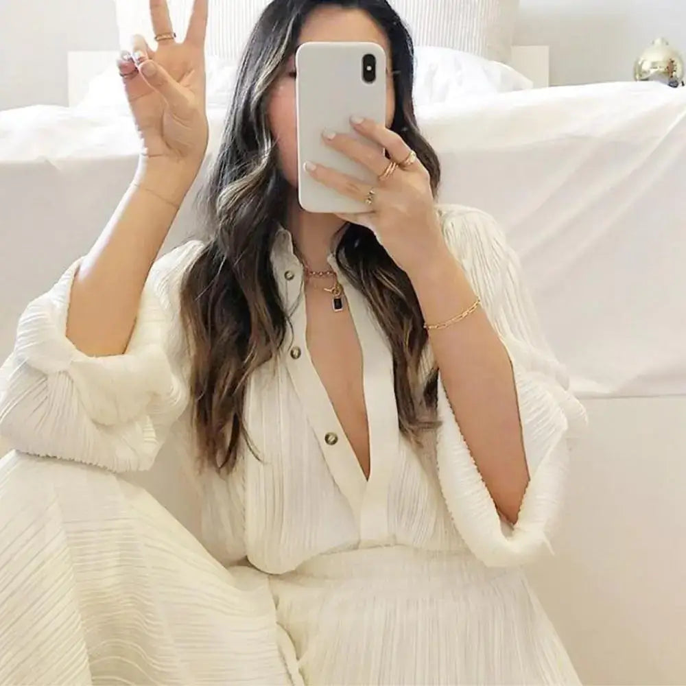 Spring Summer Long Blouse Two Piece Set set-maxi-beige-s 49.00