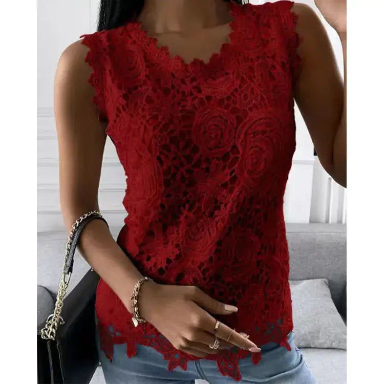 Women`s Stunning Summer Lace Vest Top