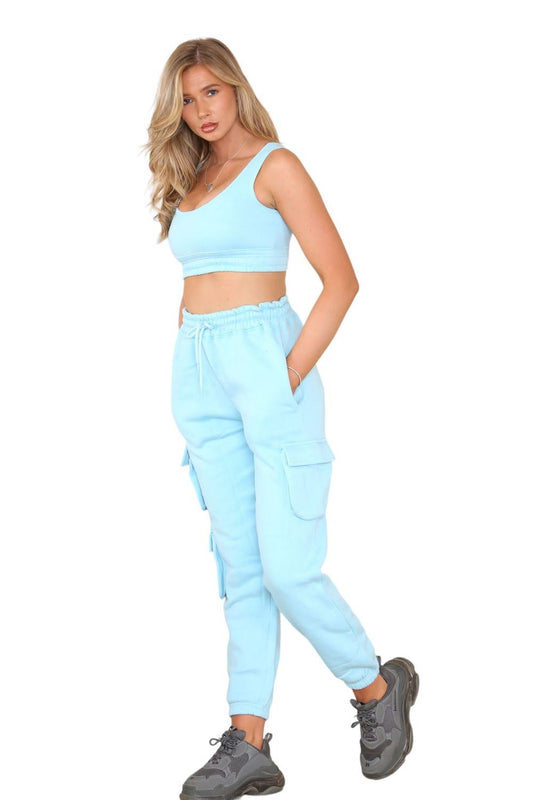 Sleeveless Crop Top And Cargo Trousers