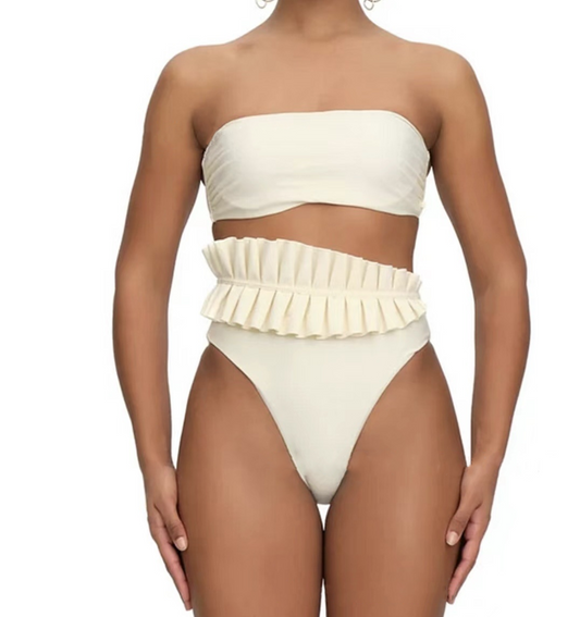 Split pleated chest spread three-piece multi wear bikini