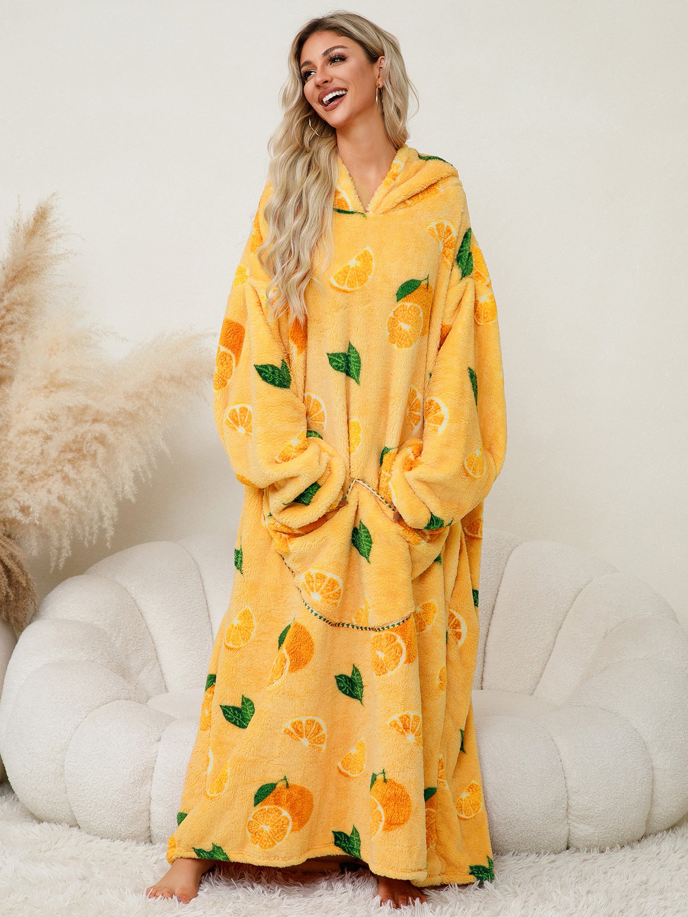 Thick Pullover Coral Fleece Hooded Warm Nightgown