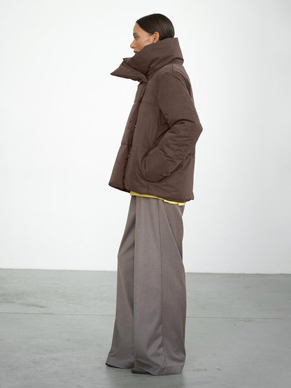 New Asymmetric Hidden Hook Warm Turtleneck Cotton-padded Jacket