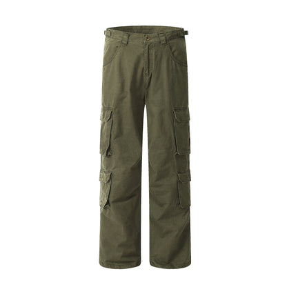 Retro Multi-pocket Cargo Pants Loose Straight Casual Pants
