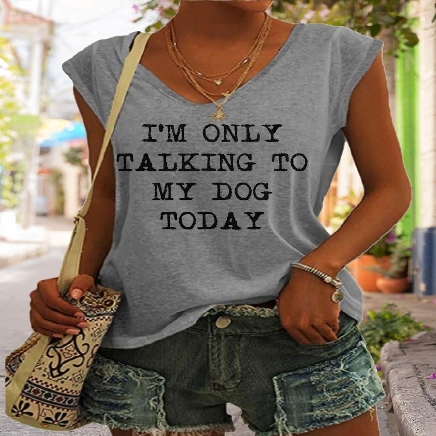 I`m only talking to my dog today Short Sleeved T-Shirt - Woman`s Clothing